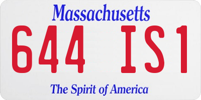 MA license plate 644IS1