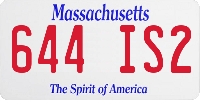 MA license plate 644IS2