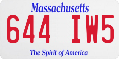 MA license plate 644IW5