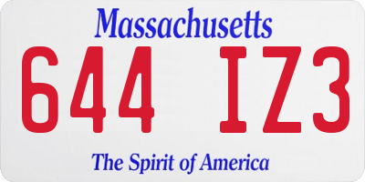MA license plate 644IZ3