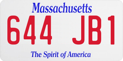 MA license plate 644JB1