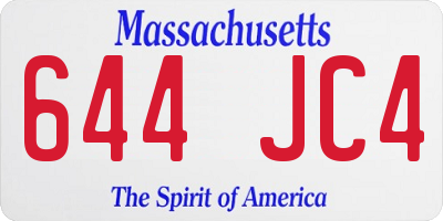 MA license plate 644JC4