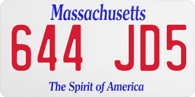 MA license plate 644JD5