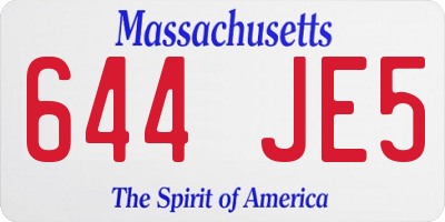 MA license plate 644JE5