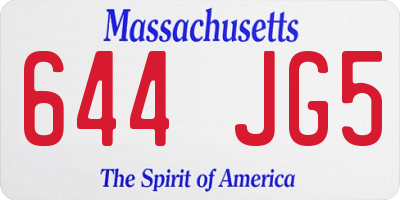 MA license plate 644JG5