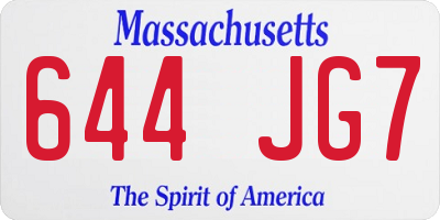 MA license plate 644JG7