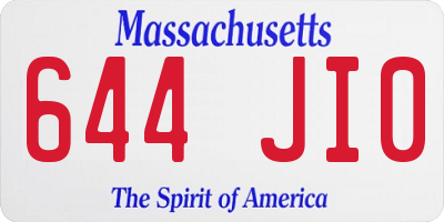 MA license plate 644JI0