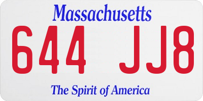 MA license plate 644JJ8