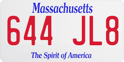 MA license plate 644JL8