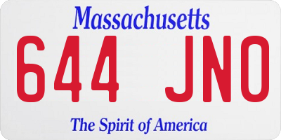 MA license plate 644JN0