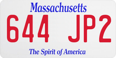 MA license plate 644JP2