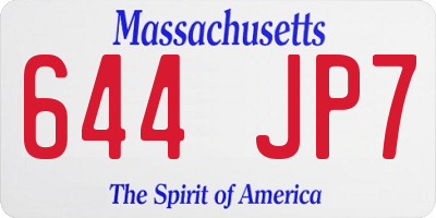 MA license plate 644JP7
