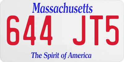 MA license plate 644JT5