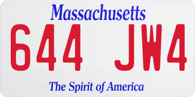 MA license plate 644JW4