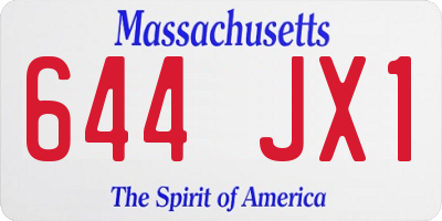 MA license plate 644JX1