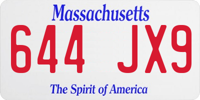 MA license plate 644JX9