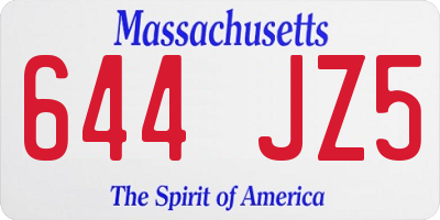 MA license plate 644JZ5