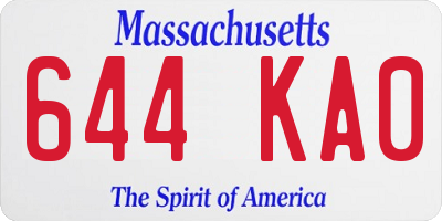 MA license plate 644KA0