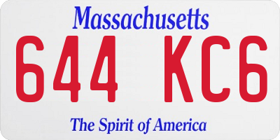 MA license plate 644KC6