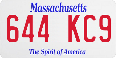 MA license plate 644KC9