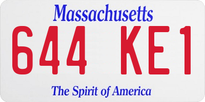 MA license plate 644KE1