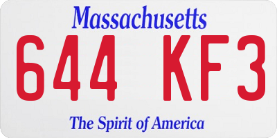 MA license plate 644KF3