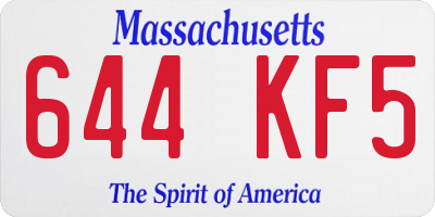 MA license plate 644KF5