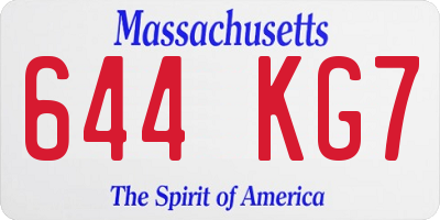 MA license plate 644KG7