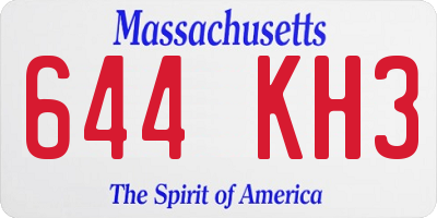 MA license plate 644KH3