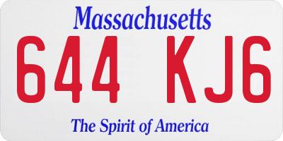MA license plate 644KJ6