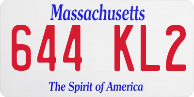 MA license plate 644KL2