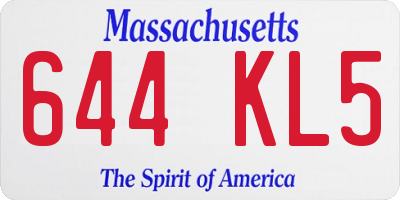 MA license plate 644KL5
