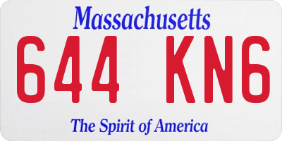 MA license plate 644KN6