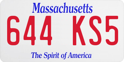 MA license plate 644KS5
