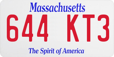 MA license plate 644KT3