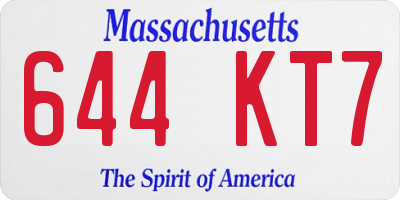 MA license plate 644KT7