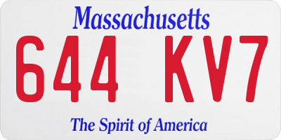 MA license plate 644KV7