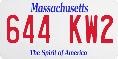 MA license plate 644KW2