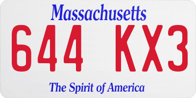 MA license plate 644KX3