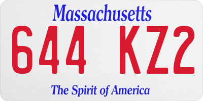 MA license plate 644KZ2