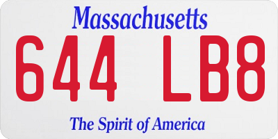 MA license plate 644LB8