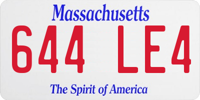 MA license plate 644LE4