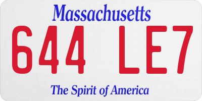 MA license plate 644LE7