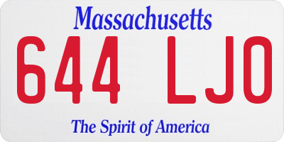 MA license plate 644LJ0