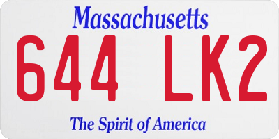 MA license plate 644LK2
