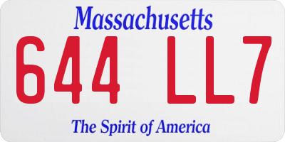 MA license plate 644LL7