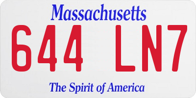 MA license plate 644LN7