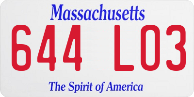 MA license plate 644LO3