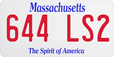 MA license plate 644LS2