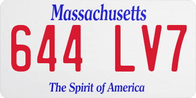 MA license plate 644LV7